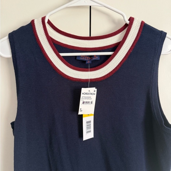 Navy Sleeveless Sweater with Red and White Trim - Picture 3 of 5